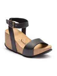 Sunbay Sandały "Peony" w kolorze czarnym na koturnie rozmiar: 41. Czarne sandały Sunbay, bez wzorów, z otwartym noskiem, bez obcasa, na koturnie, bez zapięcia. Za 152.99 zł.