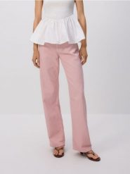 Jeansy wide leg - różowy. Czerwone jeansy Reserved, bez wzorów. Za 139.99 zł.