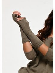 AUTHENTIC CASHMERE Kaszmirowe mitenki "Serre" w kolorze khaki rozmiar: onesize. Brązowe rękawiczki AUTHENTIC CASHMERE, bez wzorów, z kaszmiru. Za 108.99 zł.