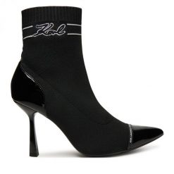 Botki KARL LAGERFELD. Czarne botki KARL LAGERFELD, bez wzorów, bez obcasa, na szpilce, bez zapięcia. Za 1,039.00 zł.