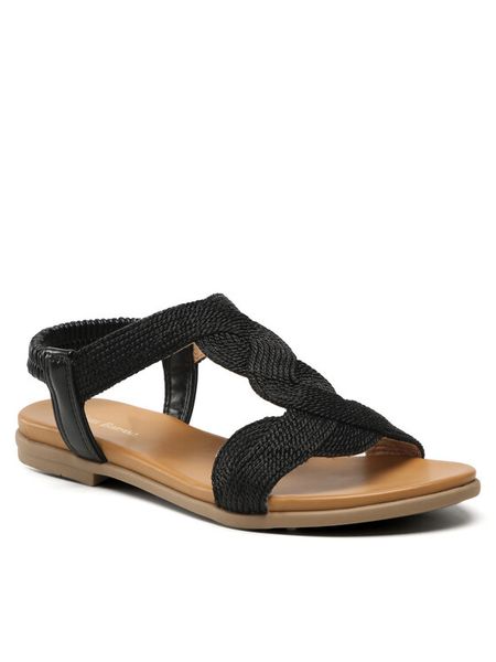 Clara Barson Sandały WS120703-01 Czarny. Czarne sandały Clara Barson, bez wzorów, z materiału, bez obcasa, na płaskiej podeszwie, bez zapięcia. Za 79.99 zł.