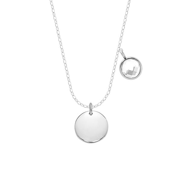 Naszyjnik ze srebrnym medalikiem i białym kryształem. Białe naszyjniki Lilou, posrebrzane. Za 383.00 zł.