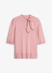 Cienki sweter z miękkiej mieszanki wiskozy. Fioletowe swetry bonprix, bez wzorów, z dzianiny, bez ramiączek. Za 94.99 zł.