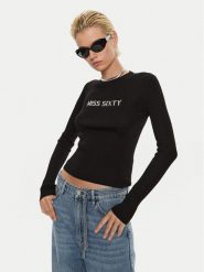 Miss Sixty Bluzka 6L3RJ7291000 Czarny Regular Fit. Czarne bluzki Miss Sixty, l, bez wzorów, z wełny, bez kołnierzyka, bez ramiączek. Za 359.99 zł.