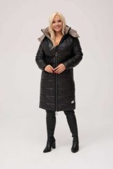 Pikowany ocieplony czarny płaszcz / kurtka Vanessa XXL OVERSIZE JESIEŃ ZIMA. Czarne płaszcze Moda Size Plus Iwanek, na jesień, s, bez wzorów, z poliesteru, bez kaptura. W wyprzedaży za 299.90 zł.