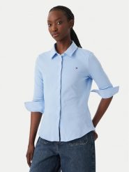 Tommy Hilfiger Koszula WW0WW43528 Niebieski Slim Fit. Niebieskie koszule TOMMY HILFIGER, xxs, bez wzorów, z bawełny, bez kołnierzyka, bez ramiączek. Za 409.99 zł.