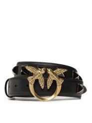 Pinko Pasek Damski Love Berry H3 Belt PE 23 PLT01 100125 A0R6 Czarny. Czarne paski Pinko, bez wzorów, ze skóry. Za 669.99 zł.