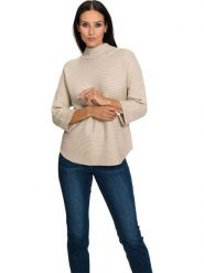 Heine Sweter w kolorze beżowym rozmiar: 50. Brązowe swetry Heine, bez wzorów, prążkowane, bez ramiączek. Za 86.99 zł.