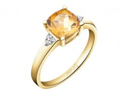 Pierścionek z żółtego złota z diamentami i cytrynem - próba 585. Żółte pierścionki Apart, z cytrynem, złote. Za 2,759.00 zł.