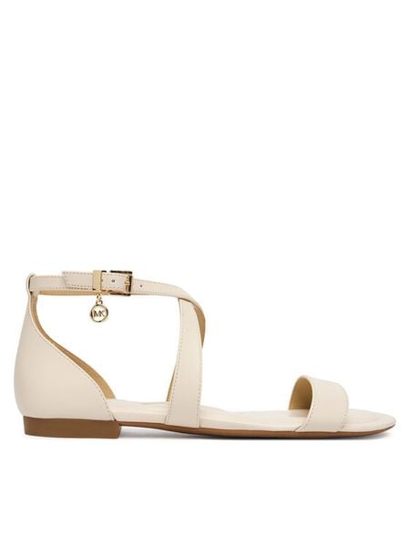 MICHAEL Michael Kors Sandały Alexa Flex Flat 40S6AXFS1L Écru. Białe sandały MICHAEL Michael Kors, bez wzorów, ze skóry, bez obcasa, na płaskiej podeszwie, bez zapięcia. Za 503.99 zł.