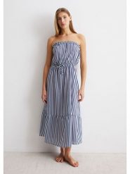 Marc O´Polo Beachwear Sukienka w kolorze niebieskim rozmiar: L. Niebieskie sukienki l, bez wzorów, bez kołnierzyka, bez ramiączek, maxi. Za 161.95 zł.