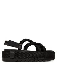 Bohonomad Sandały Bodrum BOD.0020.CPS Czarny. Czarne sandały Bohonomad, bez wzorów, z materiału, bez obcasa, na płaskiej podeszwie, bez zapięcia. Za 309.99 zł.