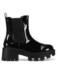 DeeZee Botki WYL3949-1 Czarny. Czarne botki DeeZee, bez wzorów, z materiału, bez obcasa, na słupku, bez zapięcia. Za 179.99 zł.