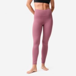 Legginsy do jogi i pilatesu Domyos. Fioletowe legginsy sportowe DOMYOS, l, bez wzorów, z elastanu, na jogę i pilates. Za 119.99 zł.