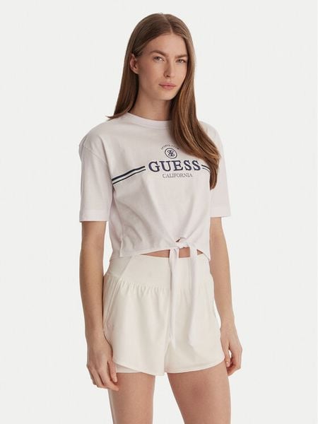 Guess T-Shirt V6GI20 K3509 Biały Regular Fit. Białe t-shirty Guess, l, z aplikacjami, z bawełny, bez kołnierzyka, bez ramiączek. Za 102.99 zł.