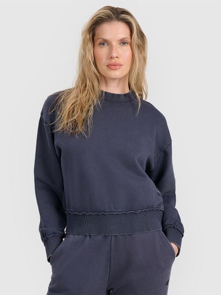 4F Bluza dresowa nierozpinana bez kaptura damska - granatowa XXL. Niebieskie bluzy 4f, xs, bez wzorów, z bawełny, bez kaptura. W wyprzedaży za 79.99 zł.