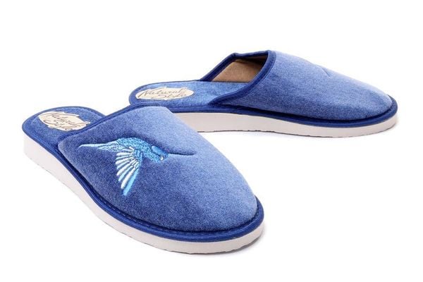 METEOR 038 SANDRA niebieski, kapcie/klapki damskie. Niebieskie obuwie domowe Meteor, bez wzorów, bez zapięcia. Za 38.24 zł.