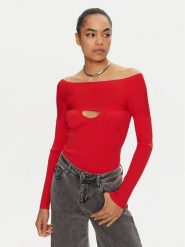 PINKO Sweter Amaranto 102799 A170 Czerwony Slim Fit. Czerwone swetry Pinko, s, bez wzorów, z syntetyku, bez ramiączek. Za 369.99 zł.