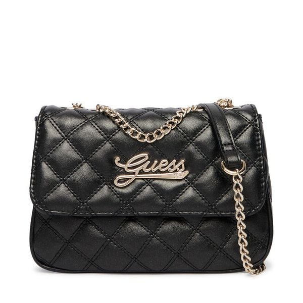 Torebka Guess. Czarne listonoszki Guess, z aplikacjami, bez dodatków. Za 239.99 zł.