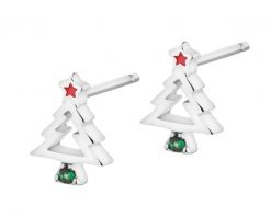 Kolczyki srebrne z cyrkoniami i emalią - choinka. Szare kolczyki Apart, z cyrkonią, srebrne. Za 99.00 zł.