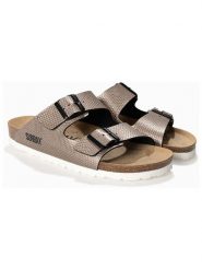 Sunbay Klapki "Trefle" w kolorze szarobrązowym rozmiar: 38. Brązowe klapki Sunbay, bez wzorów, ze skóry, z otwartym noskiem, bez obcasa. Za 137.95 zł.
