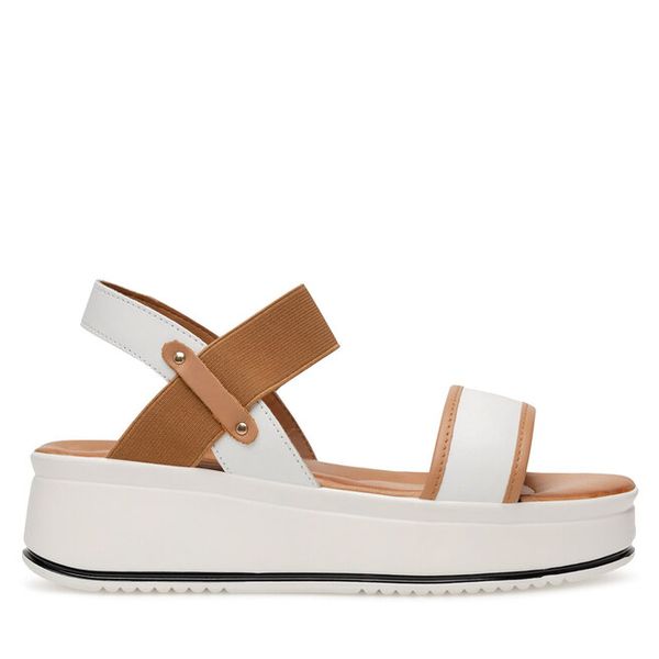 Sandały Lasocki. Białe sandały Lasocki, bez wzorów, bez obcasa, na koturnie, bez zapięcia. Za 169.99 zł.