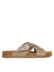 Lasocki Klapki ARC-BIERGE-19 Złoty. Żółte klapki Lasocki, bez wzorów, ze skóry, bez obcasa. Za 159.99 zł.