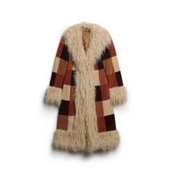 Damski długi płaszcz Superdry Afghan Patchwork. Brązowe płaszcze Superdry, s, bez wzorów, z bawełny, bez kaptura. Za 1,276.00 zł.