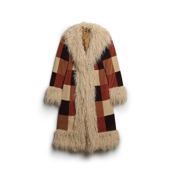 Damski długi płaszcz Superdry Afghan Patchwork. Brązowe płaszcze Superdry, s, bez wzorów, z bawełny, bez kaptura. Za 1,242.15 zł.