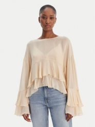 BOSS Bluzka Bleja 50554050 Beżowy Relaxed Fit. Brązowe bluzki Boss, bez wzorów, z wiskozy, bez kołnierzyka, bez ramiączek. Za 799.99 zł.