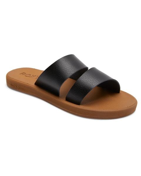 Sandały damskieCOASTAL COOL. Czarne sandały Roxy, bez wzorów, z gumy, bez obcasa, bez zapięcia. Za 159.99 zł.