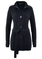 Długi sweter rozpinany z czystej bawełny. Czarne kardigany bonprix, bez wzorów, z bawełny. Za 139.99 zł.