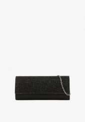 Czarna Torebka Vices Typu Kopertówka z Cyrkoniami Devline. Czarne torby na ramię Born2be, bez wzorów, eleganckie, na ramię, bez dodatków. Za 49.99 zł.