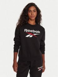 Reebok Bluza RK25169CCW Czarny Regular Fit. Czarne bluzy Reebok, xl, bez wzorów, z bawełny, bez kaptura. Za 199.99 zł.