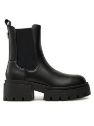 Guess Sztyblety Charlotte FLFCHT ELE10 Czarny. Czarne botki Guess, z aplikacjami, ze skóry, bez obcasa, na płaskiej podeszwie, bez zapięcia. Za 739.99 zł.