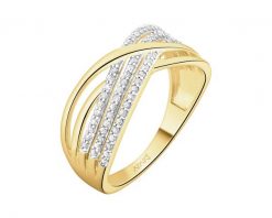 Pierścionek z żółtego złota z diamentami - 0,19 ct - próba 585. Żółte pierścionki Apart, z diamentem, złote. Za 4,490.00 zł.