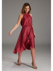 SWING Sukienka w kolorze czerwonym rozmiar: 36. Czerwone sukienki Swing, bez wzorów, z asymetrycznym kołnierzem, bez ramiączek, midi, asymetryczne. Za 260.99 zł.