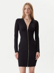 Just Cavalli Sukienka dzianinowa 79PAO937 J0092 Czarny Slim Fit. Czarne sukienki Just Cavalli, bez wzorów, z dzianiny, bez kołnierzyka, bez ramiączek. Za 1,269.00 zł.
