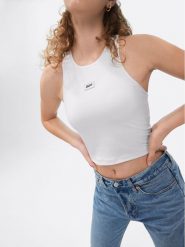 Sprandi Top SP22-TPD101 Biały Slim Fit. Białe topy Sprandi, l, bez wzorów, z syntetyku, bez kołnierzyka, bez ramiączek. Za 89.99 zł.
