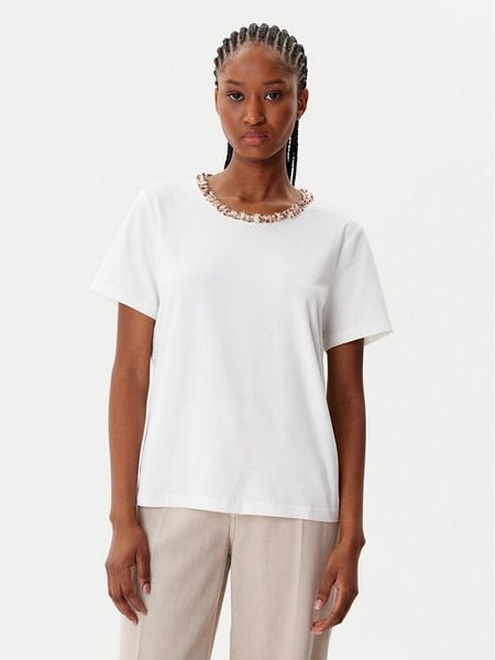 Morgan Bluzka 252-DANY Biały Regular Fit. Białe bluzki Morgan, s, bez wzorów, z syntetyku, bez kołnierzyka, bez ramiączek. Za 89.99 zł.