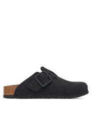 Birkenstock Klapki Boston Wire Buckle 1031575 Czarny. Czarne klapki Birkenstock, bez wzorów, z nubiku, bez obcasa. Za 779.99 zł.