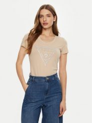 Guess T-Shirt W5RI11 J1314 Beżowy Regular Fit. Brązowe t-shirty Guess, m, z aplikacjami, z bawełny, bez kołnierzyka, bez ramiączek. Za 109.99 zł.