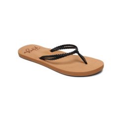 Japonki plażowe damskie Roxy Costas. Brązowe klapki Roxy, bez wzorów, z syntetyku, bez obcasa. Za 99.99 zł.