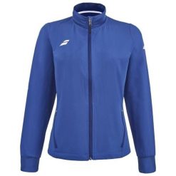 Bluza dresowa damska Babolat Play Jacket do tenisa. Niebieskie bluzy BABOLAT, bez wzorów, z dresówki, bez kaptura. Za 379.99 zł.