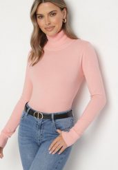 Różowy Golf Sweter z Wiskozą i Kaszmirem Zailaya. Czerwone golfy Born2be, bez wzorów, z jeansu, bez ramiączek. Za 39.99 zł.