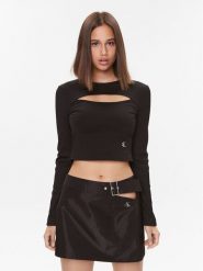 Calvin Klein Jeans Bluzka Milano J20J222009 Czarny Regular Fit. Czarne bluzki Calvin Klein Jeans, m, bez wzorów, z jeansu, bez kołnierzyka, bez ramiączek. Za 379.99 zł.