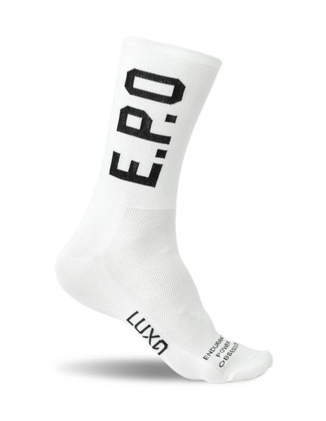 Skarpety Kolarskie E.P.O. White. Białe skarpety LUXA, bez wzorów, z elastanu. Za 64.90 zł.