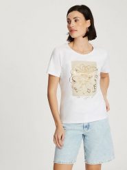 Cross Jeans Koszulka w kolorze białym rozmiar: XS. Białe bluzki Cross Jeans, xs, bez wzorów, z jeansu, bez kołnierzyka, bez ramiączek. Za 41.79 zł.