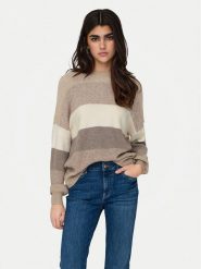 ONLY Sweter Atia 15220044 Beżowy Regular Fit. Brązowe swetry Only, m, bez wzorów, z syntetyku, bez ramiączek. Za 159.99 zł.