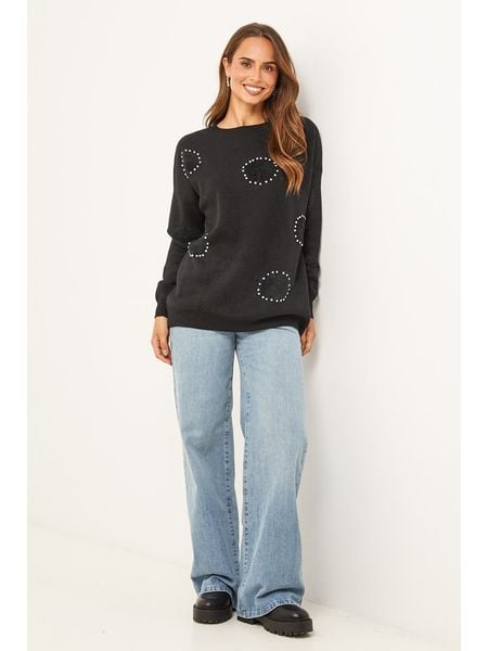 Soft Cashmere Sweter w kolorze czarnym rozmiar: 38/40. Czarne swetry Soft Cashmere, z aplikacjami, z kaszmiru, bez ramiączek. Za 152.99 zł.